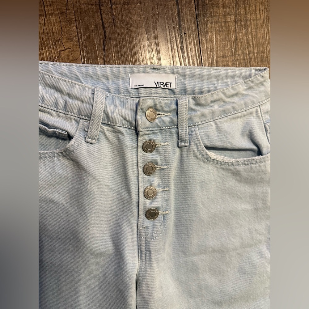 Vervet Light Blue Boyfriend Jeans with Button Fly